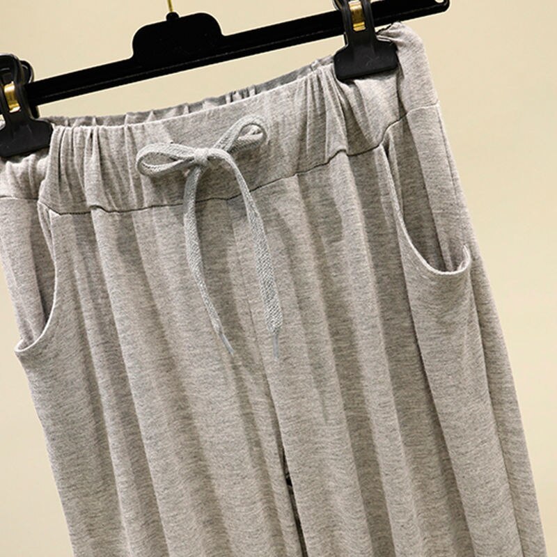 Pantalon de sommeil pour femmes, Simple et confortable, taille élastique, poches, loisirs, Slim, Vintage, été
