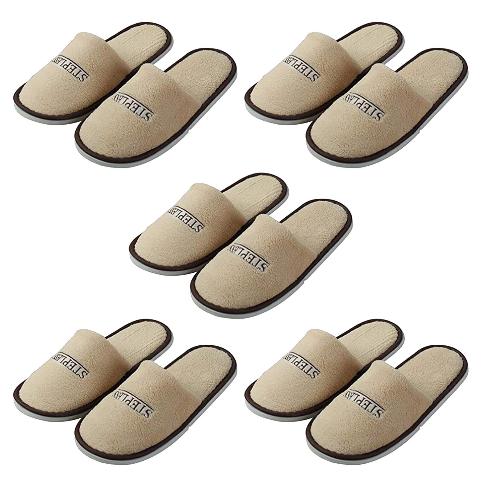 5 Paar Pluche Slippers Wegwerp Gesloten Slippers Hotel Wegwerp Slippers Badstof Stijl Ademend Zachte Grijze Schoenen