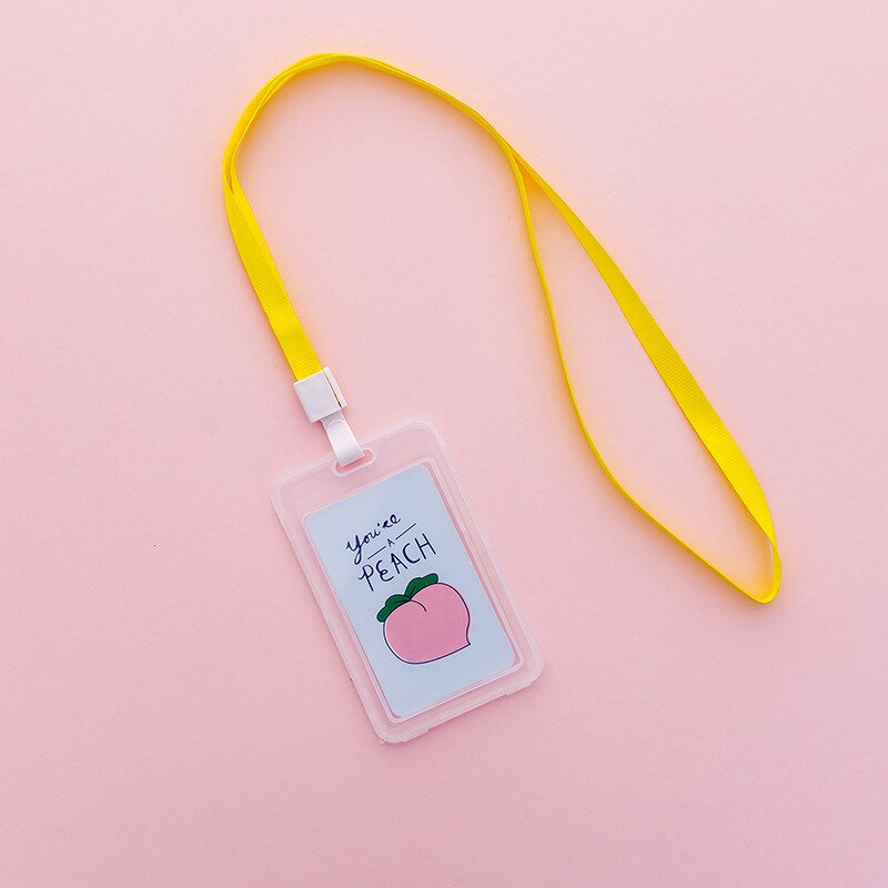 16 Styles Lovely Transparent ID Card Badge Holder Practical Kids Student Use Name ID Card Case Cover With Long Lanyard: D