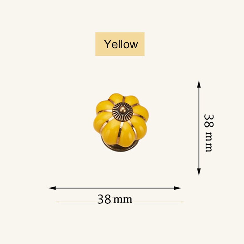 2 Stks/set Vintage Pompoen Keramische Deurknoppen Kast Lade Kast Keuken Pull Lbe: YELLOW