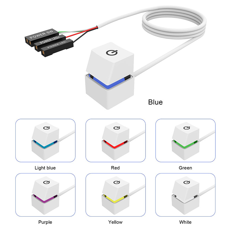 Interrupteur d'alimentation pour ordinateur de bureau, 1.8M, avec lumières LED, carte mère PC, démarrage externe, bouton marche/arrêt, câble d'extension pour la maison: Marron