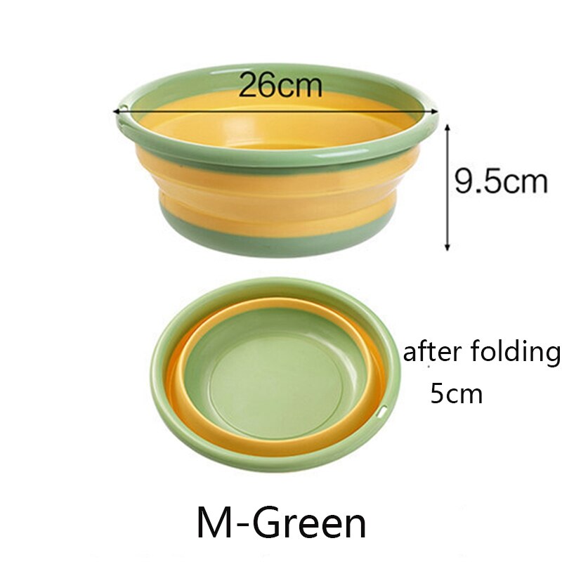 Portable Folding Washbasin Camping Travel Tourism Outdoor Foldable Bucket Basin Bathroom Wash Basin Household Laundry Tub Basin: Green M
