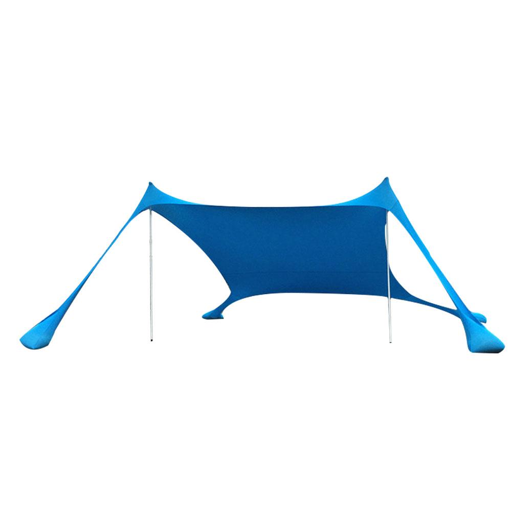 Familie Strand Waterdichte Parasol Lichtgewicht Draagbare Strand Luifel Anti-Uv Zonnescherm Tent Met Zandzak Ankers 4 Gratis Pinnen: Blue