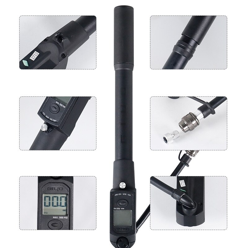 Taiwan Giyo GS411 GS-411 Bicycle Pump High-Pressure Double Cylinder Portable Mini Shock Pump 300Psi Removable Gauge