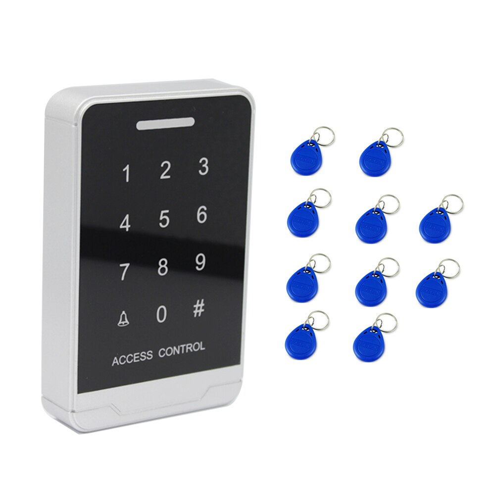 Touch Keypad Door Access Controller 125KHZ RFID Proximity EM ID Card Entry Door Lock System: AC and 10 Keys