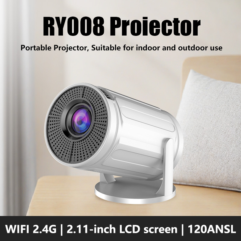 Ry008 4k projektorer, android 11 os , dubbel wifi 6, 120 ansi , 1280*720p hemmabio utomhusprojektor