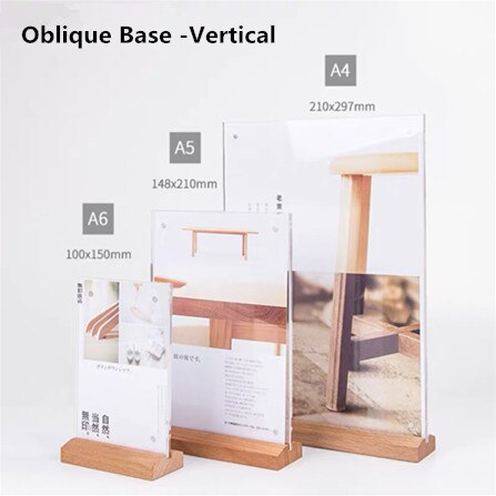 A6 Magnetic Wooden Acrylic Picture Paper Photo Frame Acrylic Menu Sign Card Note Holder Advertising Board: 2
