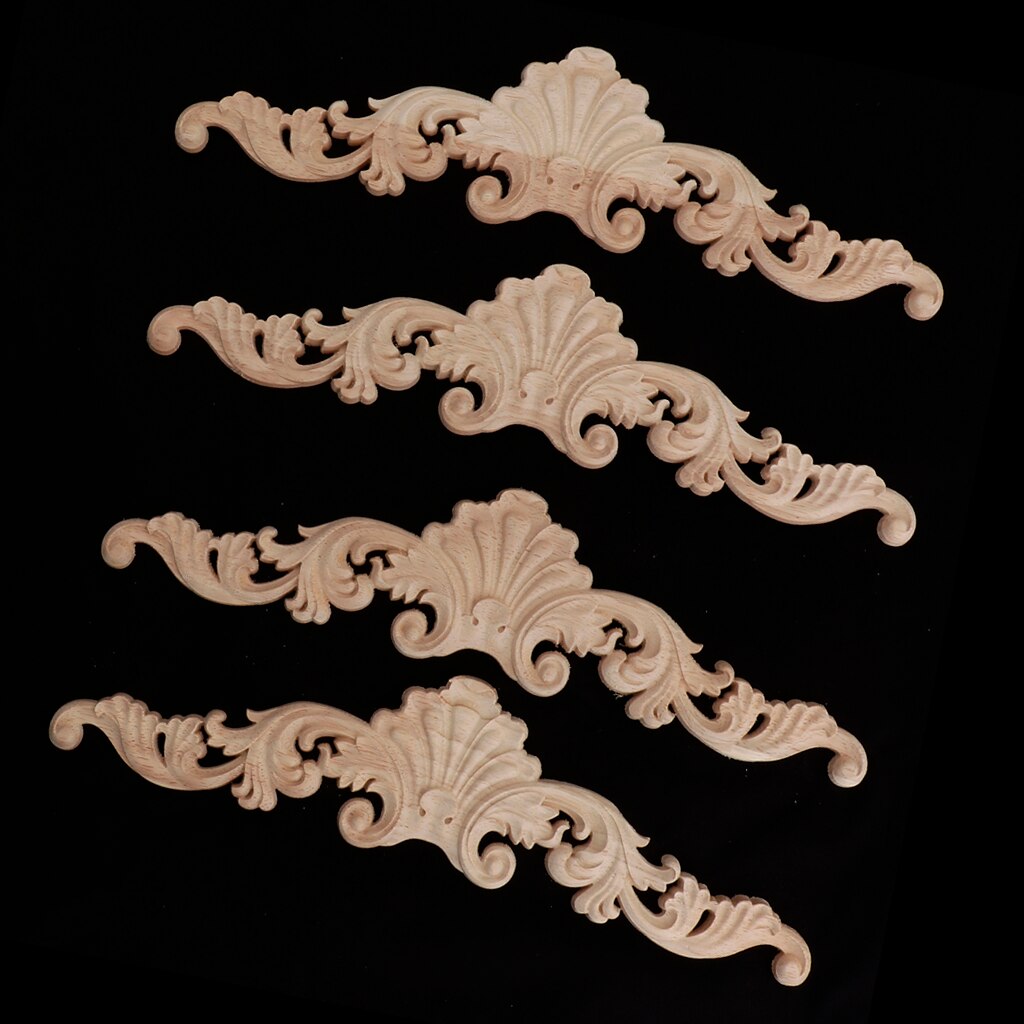 MagiDeal 4Pcs Decorative Wooden Applique Furniture Moulding Craft Decal Decor Frame Corner Decorations - Livingroom Bedroom