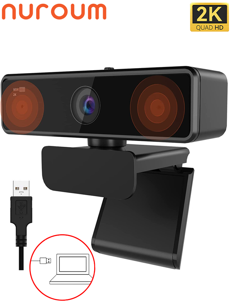V11 2K Webcam for PC, 1080P 60FPS FHD 90° Web Camera with Microphone&Privacy Cover,USB Plug&Play for Mac/Laptop/Desktop/Computer: Default Title