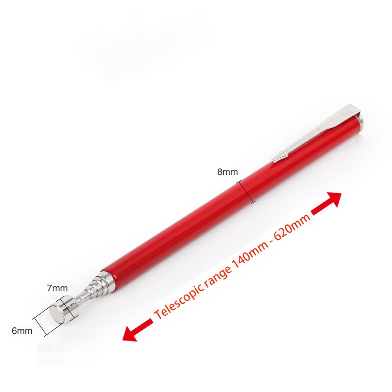 Telescopic Adjustable Magnetic Pick-Up Tools Grip Extendable Long Reach Pen Handy Tool for Picking Up Nuts: 2LB Red