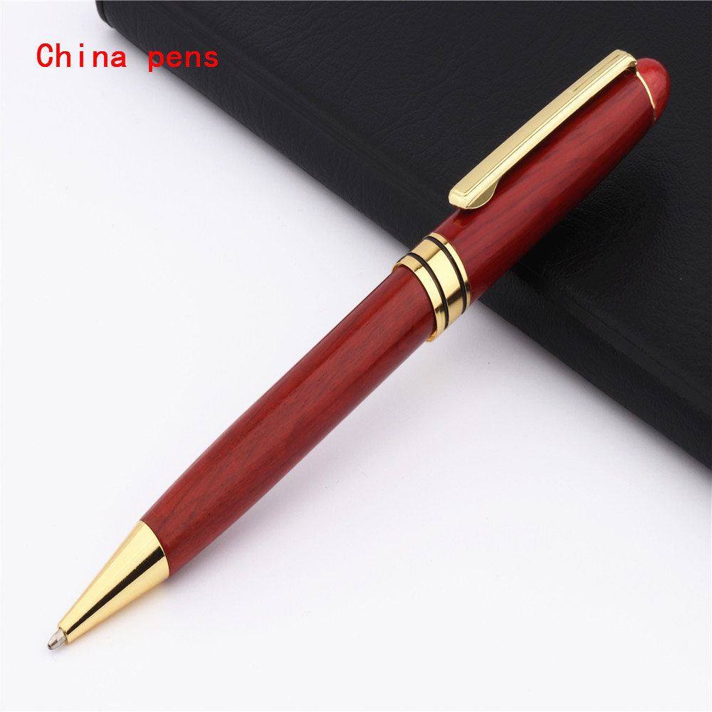 Luxury Red Wooden stationery students Business office Medium Nib Ballpoint Pen: A