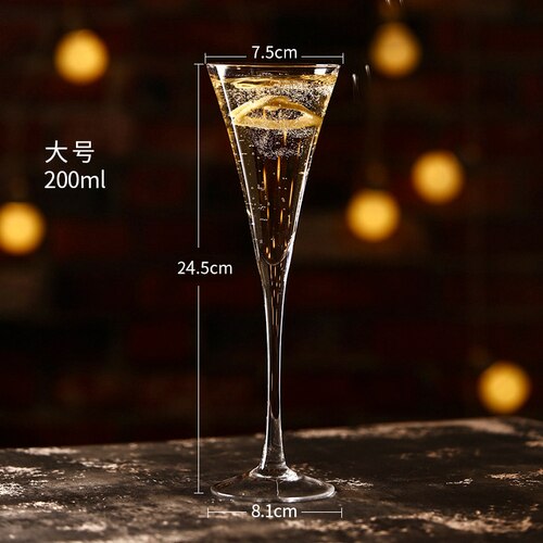 V Shaped Cocktail Glass Cup Crystal Champagne Glass Wine Goblet For Drinking Copas De Vino Kitchen Dining Bar EB5BL: Large 200ml
