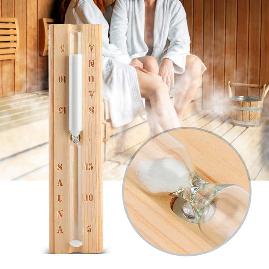 Træ sauna timeglas 15 minutter sand timer nedtælling ur tilbehør til sauna spa værelse sauna tilbehør hvid sand timer