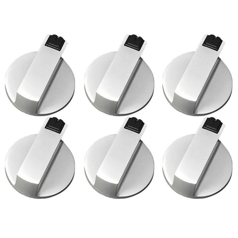 Spisar spisknoppar,ugnsvred 6 st,zinklegering 6mm universal silver gasspis kontrollrattar adaptrar ugn vridomkopplare matlagning: Default Title