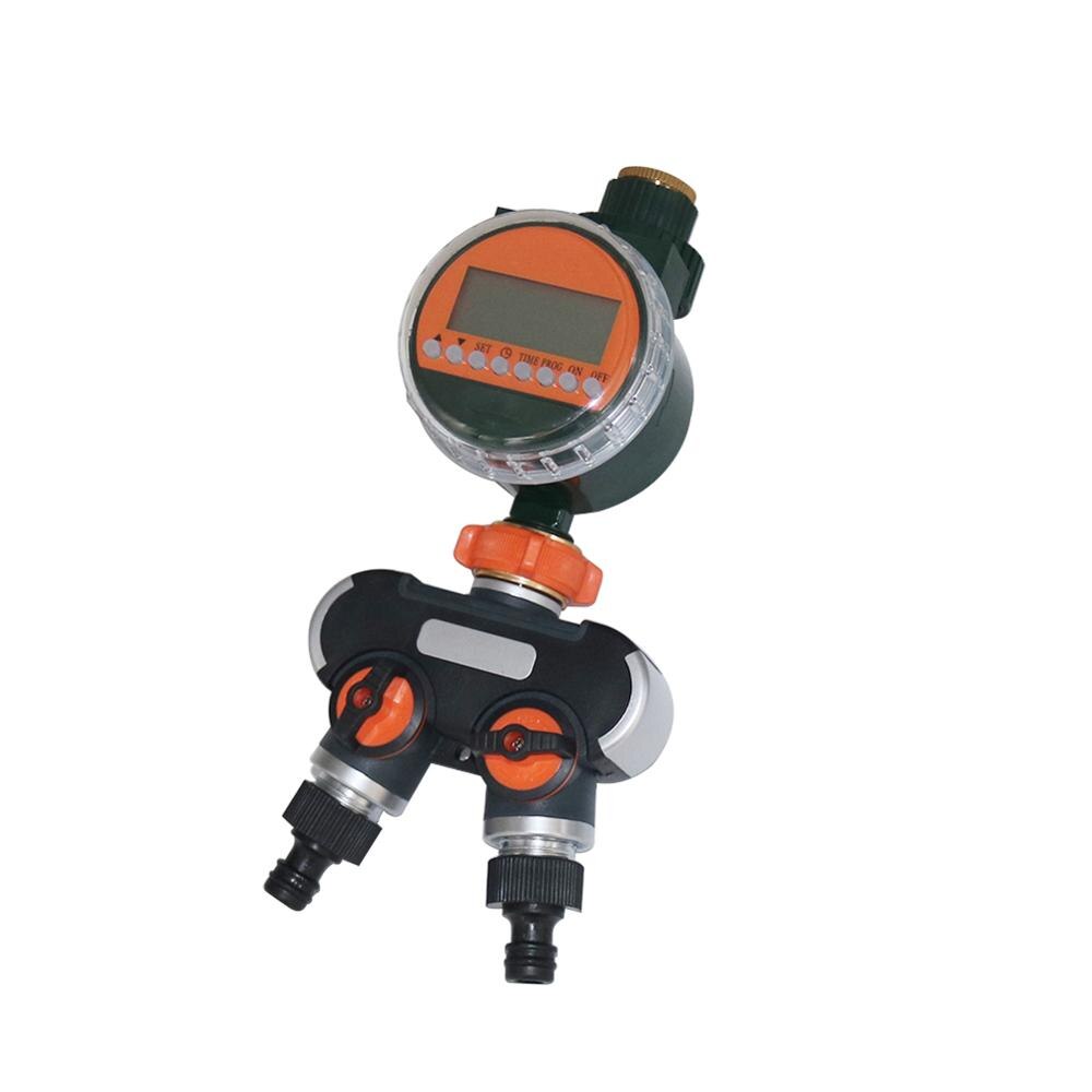 Electronic LED Display Rain Sensor Automatic Water Timer Garden Lawn Irrigation Watering Controller 2-way 4-way Hose Splitters: Timer 2way splitter