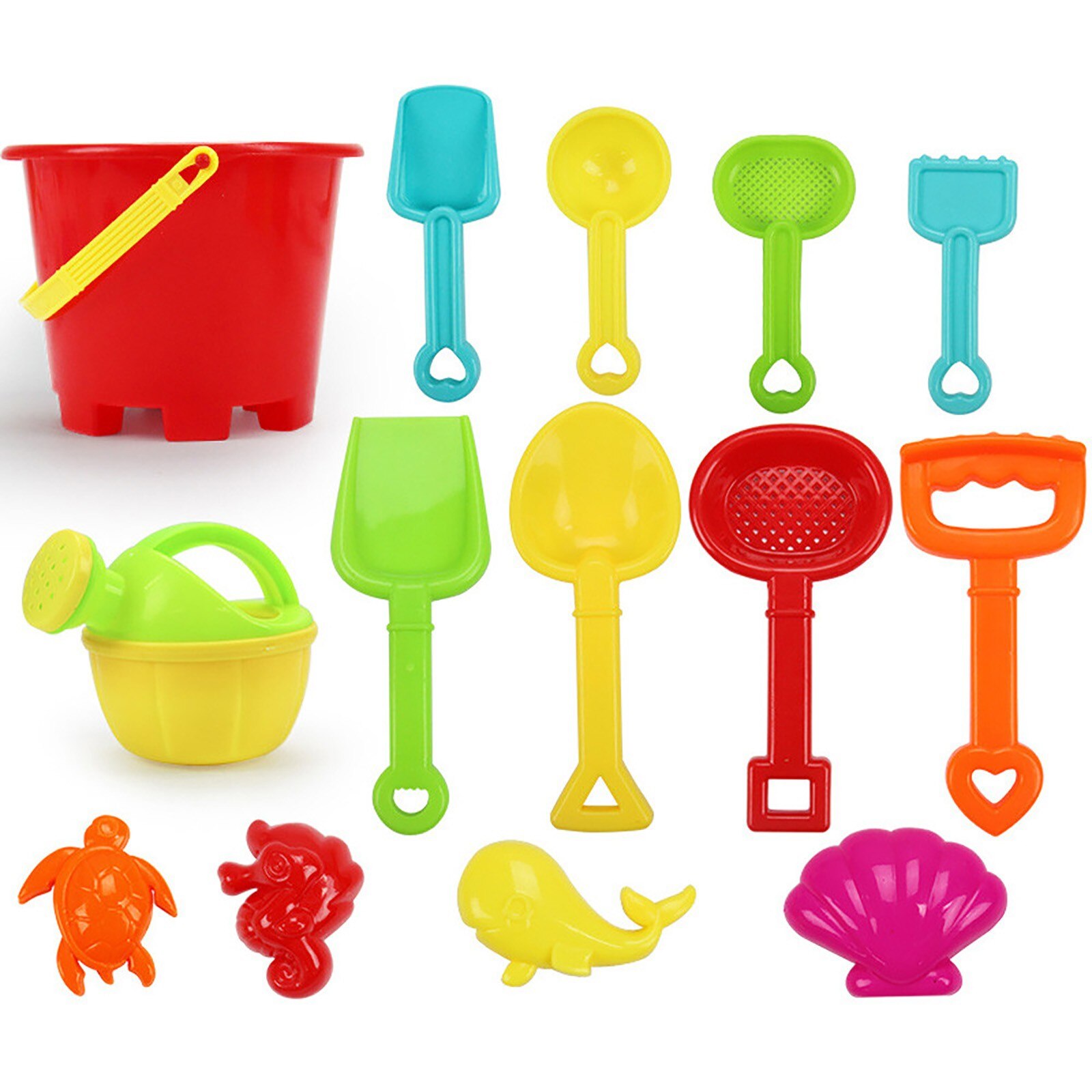 Juego de Herramientas de playa para niños, Juegos de Arena, Cubo de juguetes, pala, diversión, playa, agua, , compañero interactivo familiar, 14 Uds.: Default Title