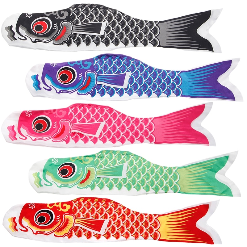55 cm Koi Nobori carpa viento calcetines Koinobori peces de colores bandera colgante de pared decoración chico