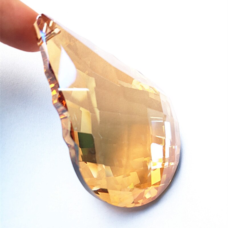 Nova Chegada 6 pçs/lote 76mm K9 Champange Cristal Pendurado Pingentes Facetados (Anéis Livres) para Peças Lustre de cristal, decoração Da Árvore de natal