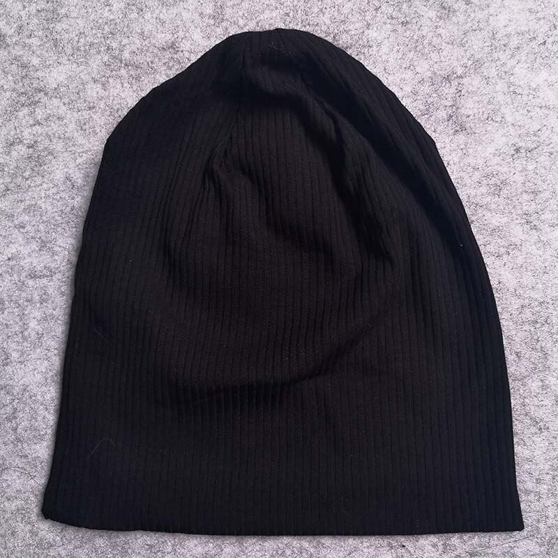 Gorros de canalé de algodón para mujer, Gorros holgados negros, Gorros de gran tamaño, para invierno y otoño