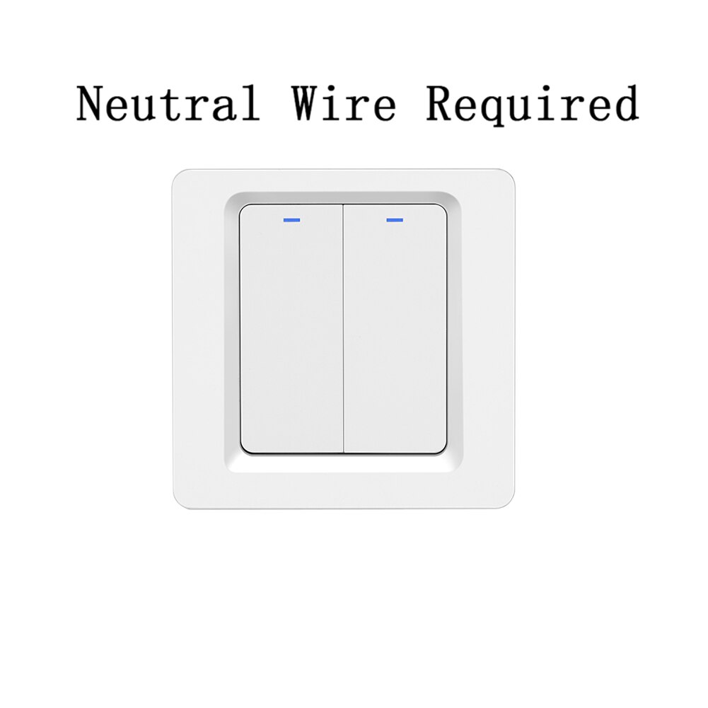 Interruptor de pared inteligente con control por aplicación móvil, pulsador de luz sin cable neutro, necesario N + L, compatible con Tuya, Zigbee, Alexa y Google Home: N and L Wire 2 Gang