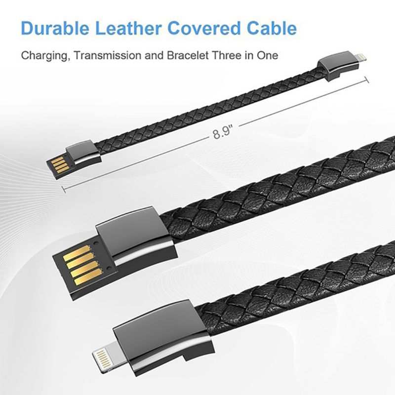 Type-C Telefoon Kabel Outdoor Draagbare Lederen Mini USB Armband Charger Data Oplaadkabel Sync Cord voor Android iPhone