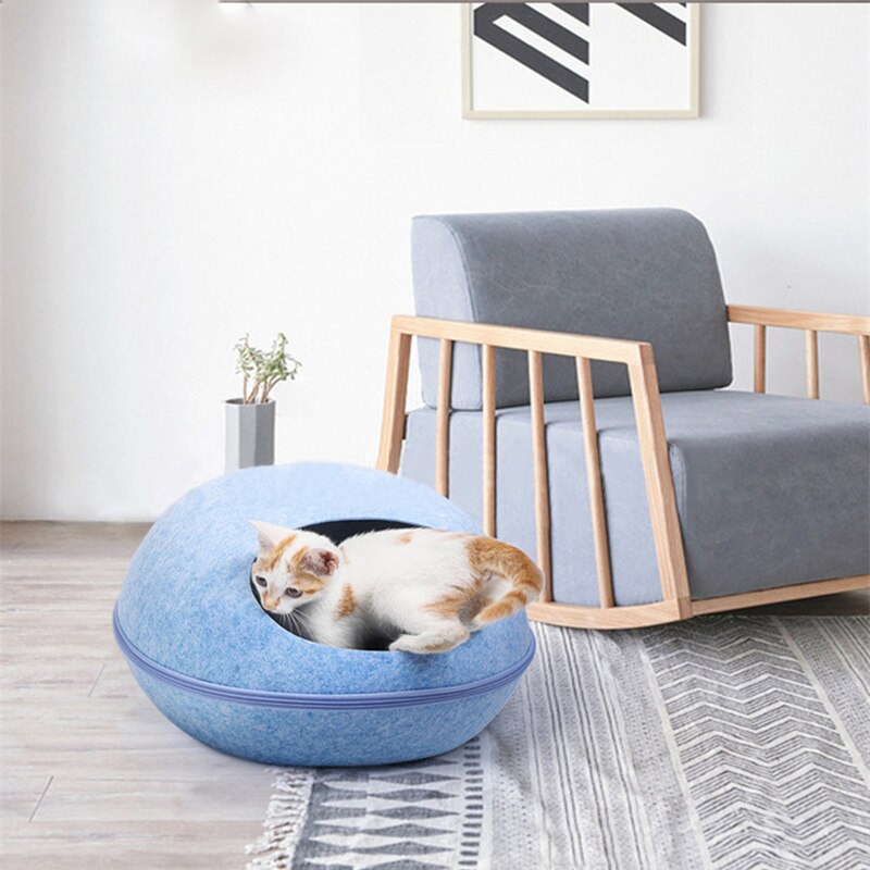 SHUANGMAO cama de gato para cueva en forma de huevo mascota, bolsa con cierre, cesta de fieltro para perrera, bonitas camas para gatos, nido, casa de perro, productos para mascotas