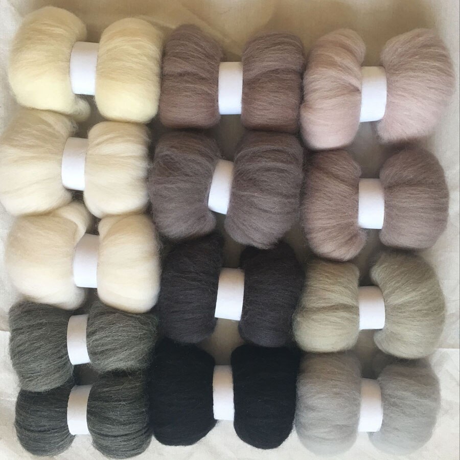 WFPFBEC 70 s wol voor naaldvilten merino vilt fiber wol roving 10g/kleur 14 kleuren totaal 140g wol