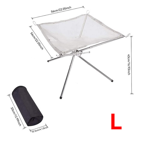 Braciere da esterno, griglia per bruciare, campeggio, rete in acciaio inossidabile, caminetto pieghevole, stufa, barbecue, patio con rete di ricambio