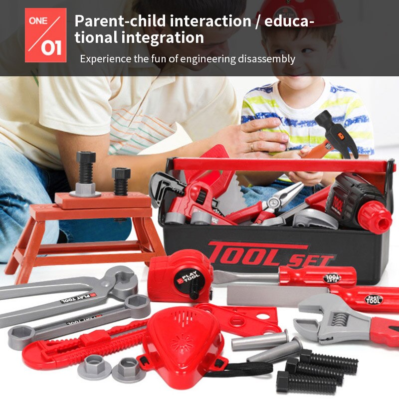 Simulation Repair Tool Toys Kids Toolbox Kit Plastic Drill Game Learning Engineering Pretend Play Toys For Children