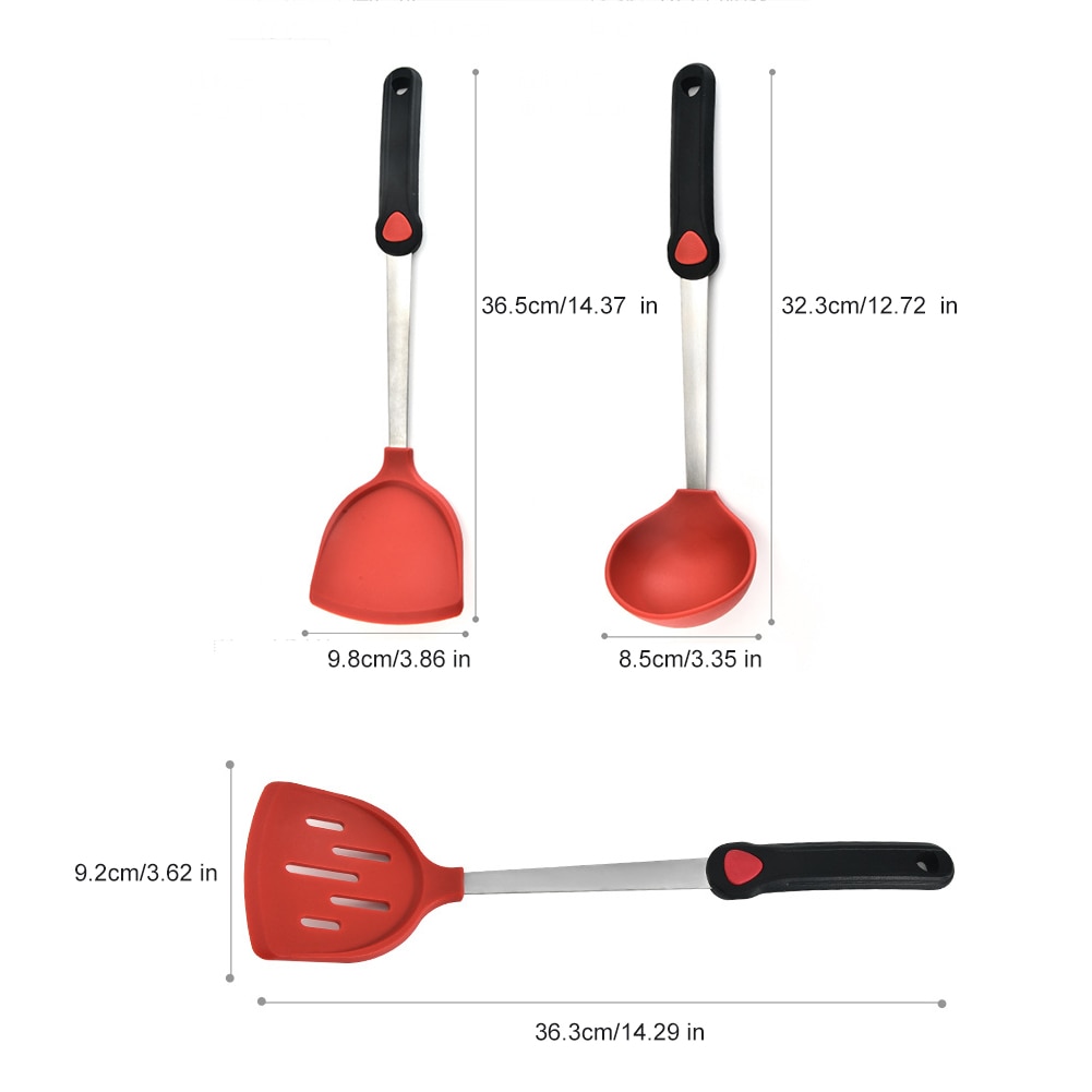 3Pcs Stainless Steel Silicone Kitchenware Non-stick Spatula And Spoon Set Can Withstand 240 Degrees High Temperature Kitchen