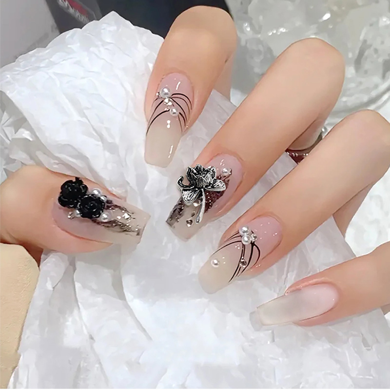 Accesorios de manicura de lujo para decoración de uñas, 10 piezas, Cruz Vintage, 3D, aleación barroca, Ángel, corazón, arte de uñas, DIY