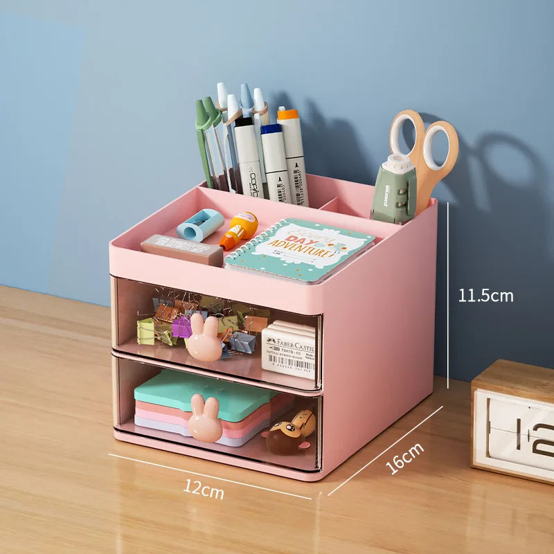 Pequeño organizador de escritorio con cajón, caja de almacenamiento de escritorio de oficina, organizador de maquillaje, tarjeta de visita/pluma/lápiz/teléfono móvil/papelería: Olive