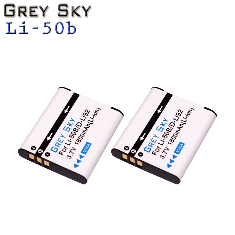 Batería de Li-50B LI50B li 50B 3 x D-LI92 + cargador de 3 ranuras para OLYMPUS SP 810 800UZ u6010 u6020 u9010 SZ14 SZ16 D755 u1010 SZ30 SZ20: 2 battery