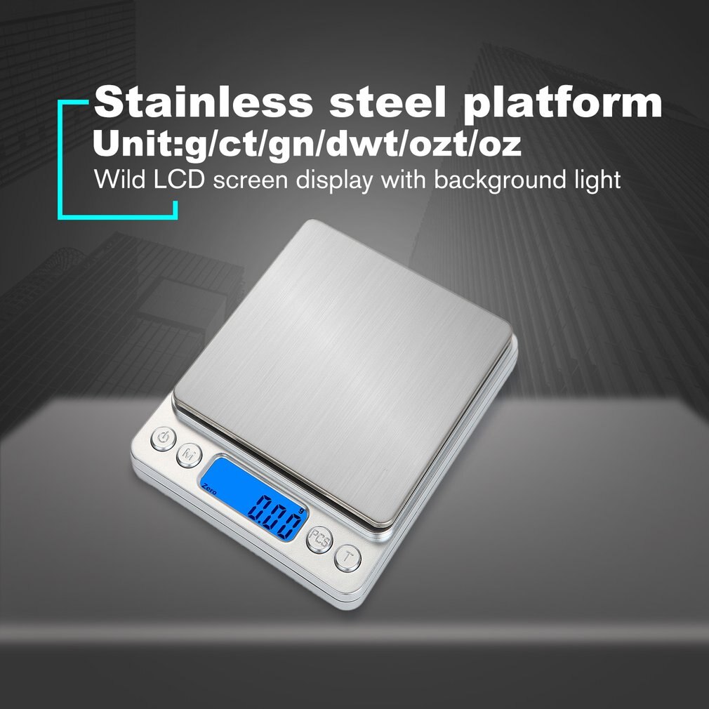 HT-I200 1000/2000/3000g x 0.1g Portable Stainless Steel Electronic LCD display Food Scales Kitchen Jewelry Weight Digital Scale