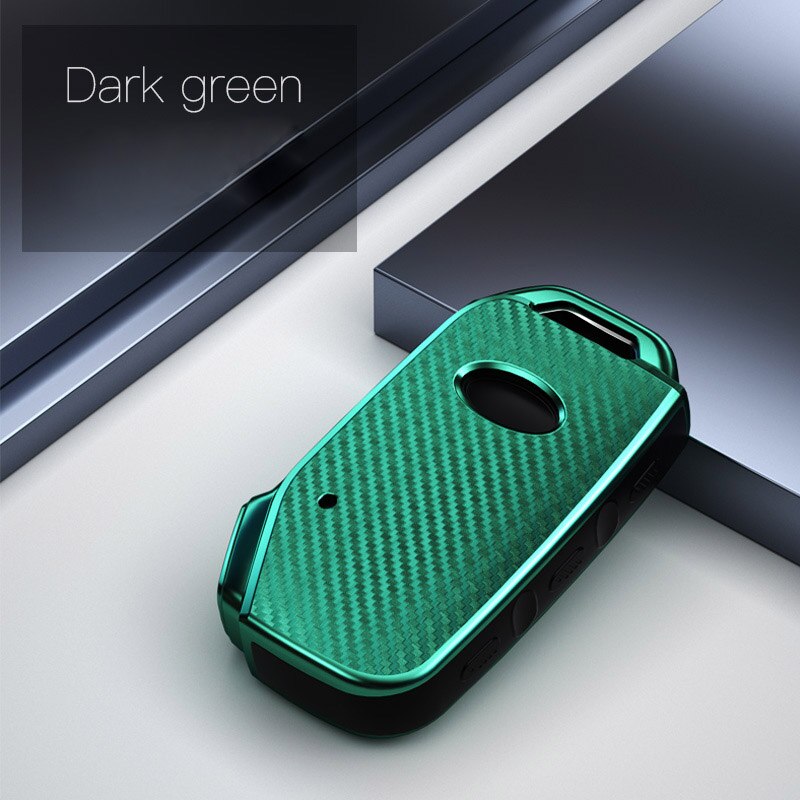 Tpu kolfiber stil bilnyckelskydd skyddsfodral för kia sportage ceed sorento cerato forte tillbehör: E-green