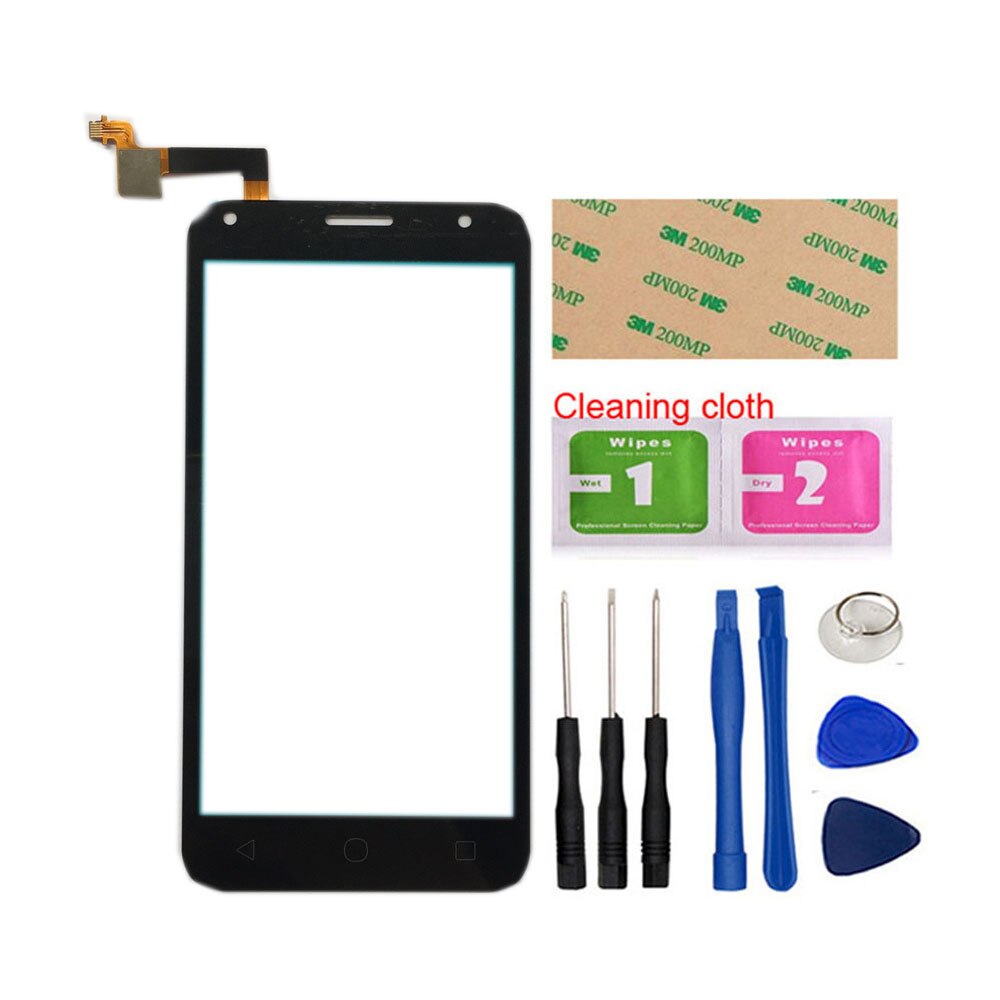 Pantalla táctil para Alcatel 5010, Sensor de Panel digitalizador, toallitas con pegamento 3M: Black With Tools