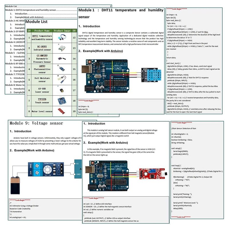 for Arduino Kit 22 in 1 Sensor Modules Kit