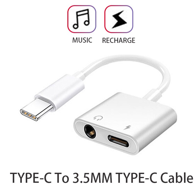 Type C Adapter 2 In 1 Splitter For Huawei Mate40 Mate30 Mate20 P40 P30 P20 Pro Nova 8 7 6 Connector USBC To 3 5mm Jack Converter: 2 In 1 USB C Adapter