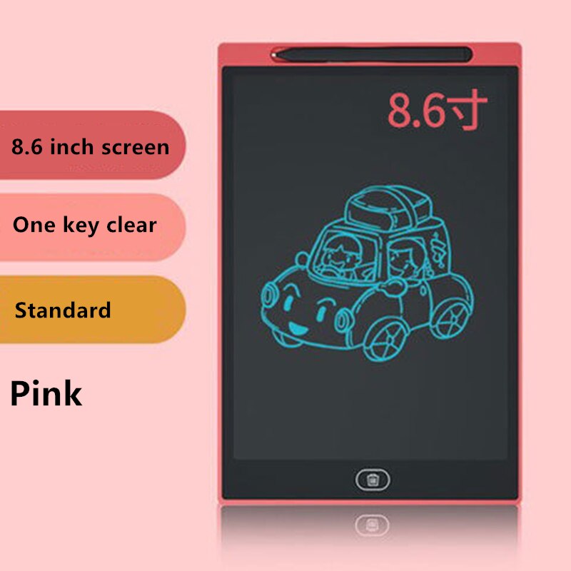 Grafisk tablet elektronik tegning tablet smart lcd skrivetablet sletbart tegnebræt 8.5 tommer lyspude håndskrift pen: Standard pink