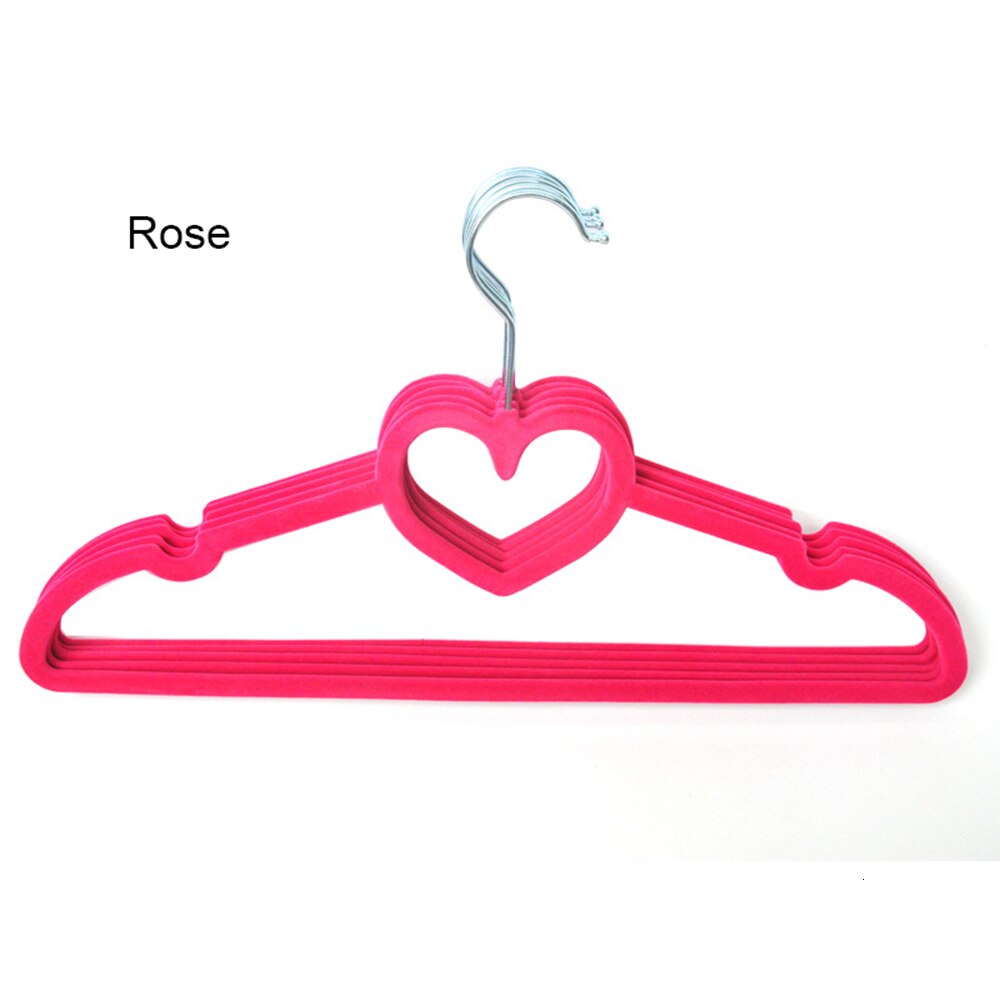 10pc/lot Heart Shaped Plastic Velvet Hangers Non-Slip Clothes Hanger with 360 Degree Swivel Hook Kleding Organizer Cabide Veludo: Rosy