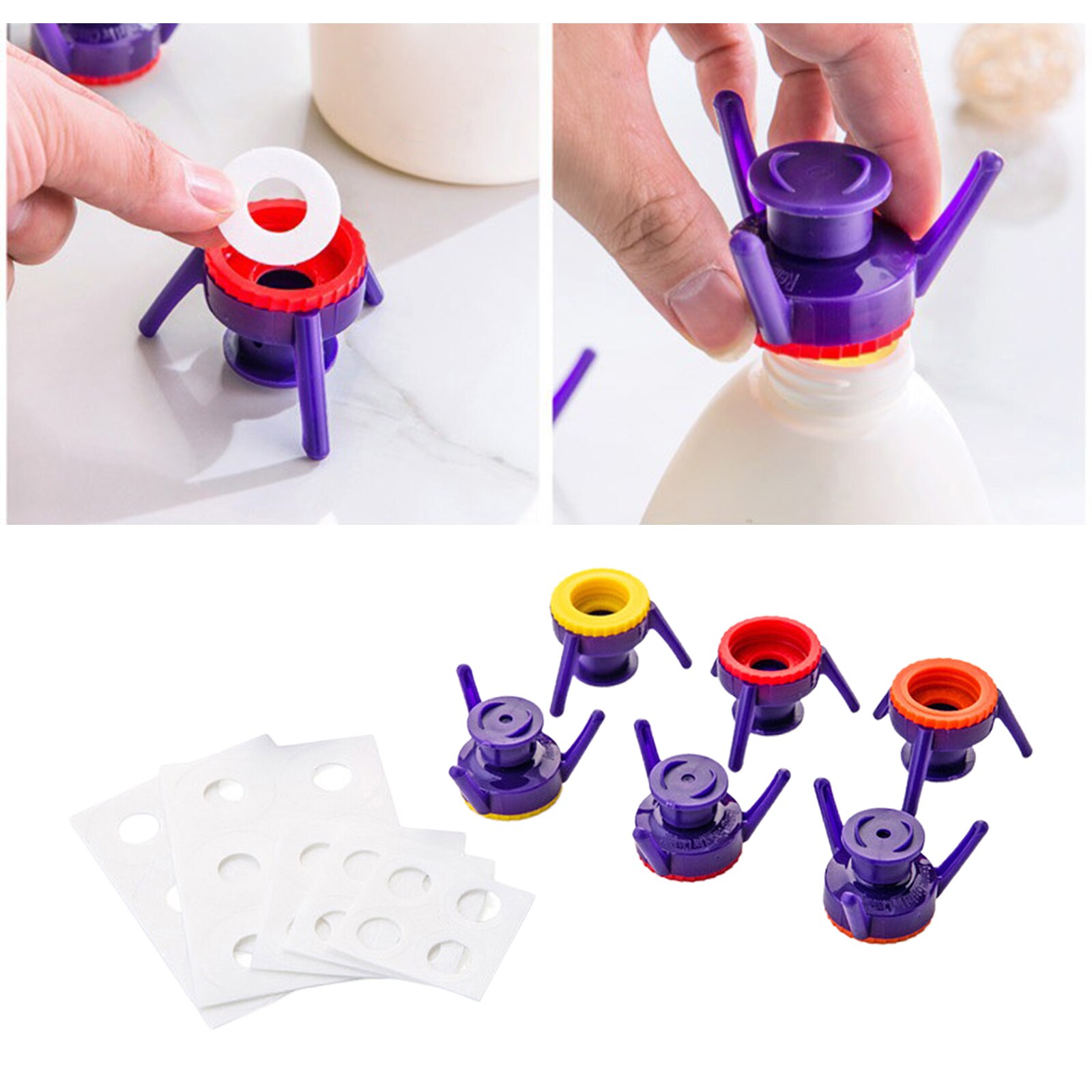 6-Pack Shampoo Bottle Cap -it Inverted Caps Prevents Waste for Kitchen