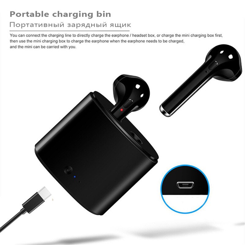 i7s TWS Wireless Earphone Bluetooth 5.0 Stereo Headphones In-Ear Sports Handsfree Earbud With Mic Charging Pod For iPhone Xiaomi