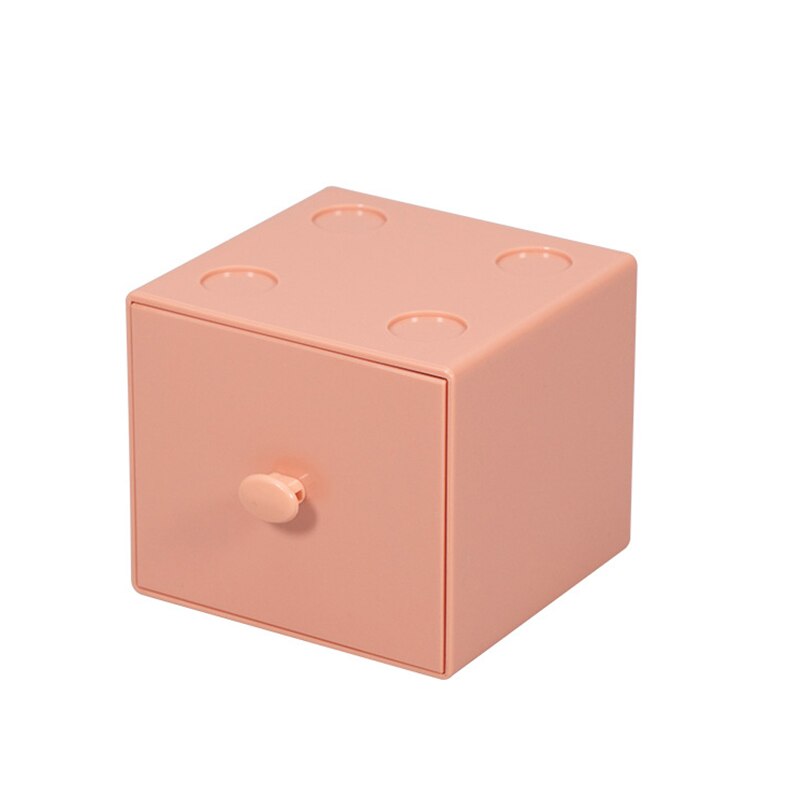 Opslag Lade Bureau Opbergdoos Bestand Puin Rack Cosmetische Kast Thuis Kantoorbenodigdheden Plastic Stapelbaar Snoep Effen Kleur: Roze