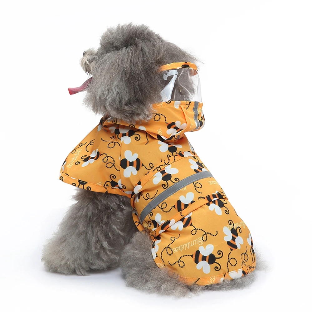 Animais de estimação roupas para cães à prova dwaterproof água capa de chuva para cães médios grandes com capuz capas de chuva tira reflexiva cães casaco de chuva XS-4XL