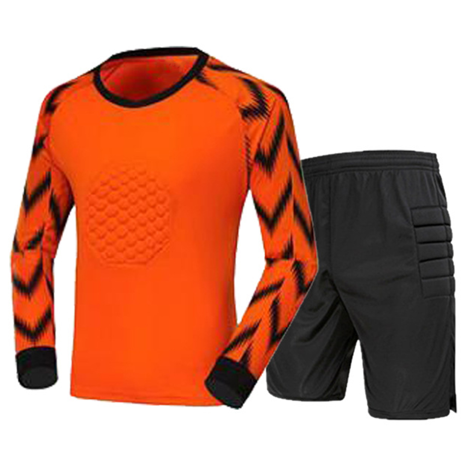 Kids Boys Soccer Goalkeeper Outfit Football Basketball Game Training Uniform Long Sleeve Soft Padded Top with Shorts Sportswear: XS / black