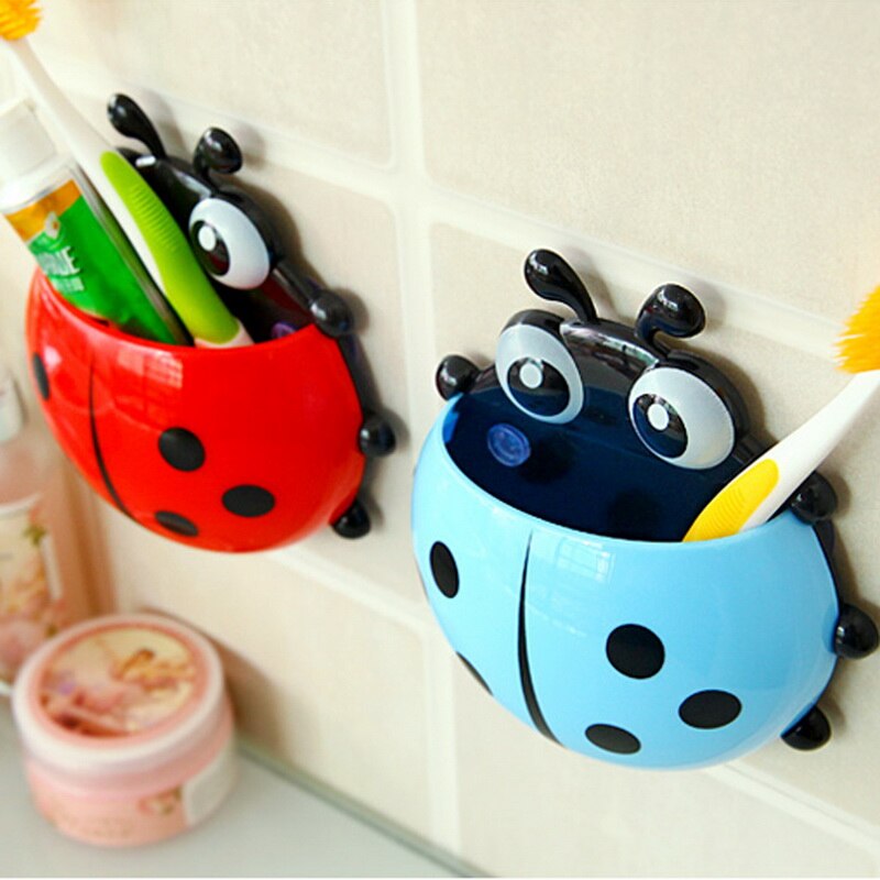 Portacepillos de dientes con dibujos animados, estantes de almacenamiento de pasta de dientes, ventosa para baño, contenedor para cepillos de dientes, organizador colgante para tazas 10