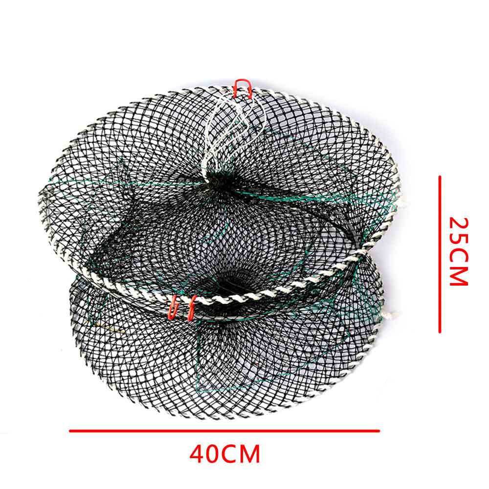 Filet de pêche en Nylon 3 trous, piège à poissons pliable en Nylon, crabe, piège à poissons, filet de pêche automatique renforcé: 40x25