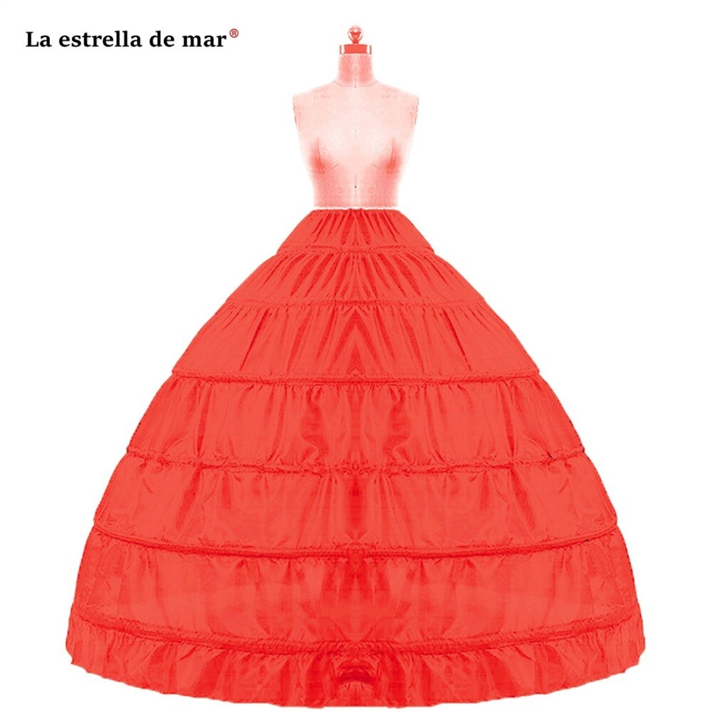 La estrella de mar venda por atacado mais tamanho saias para o vestido de casamento novo vermelho branco preto 6 hoops petticoat barato crinoline estoque