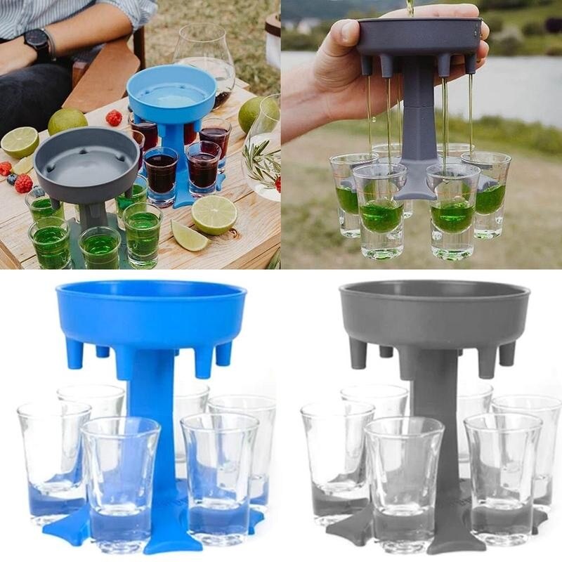 6 Shot Glass Dispenser Holder Wine Whisky Beer Dispenser Rack Bar Accessories Caddy Liquor Dispenser Party Games Drinking Tools