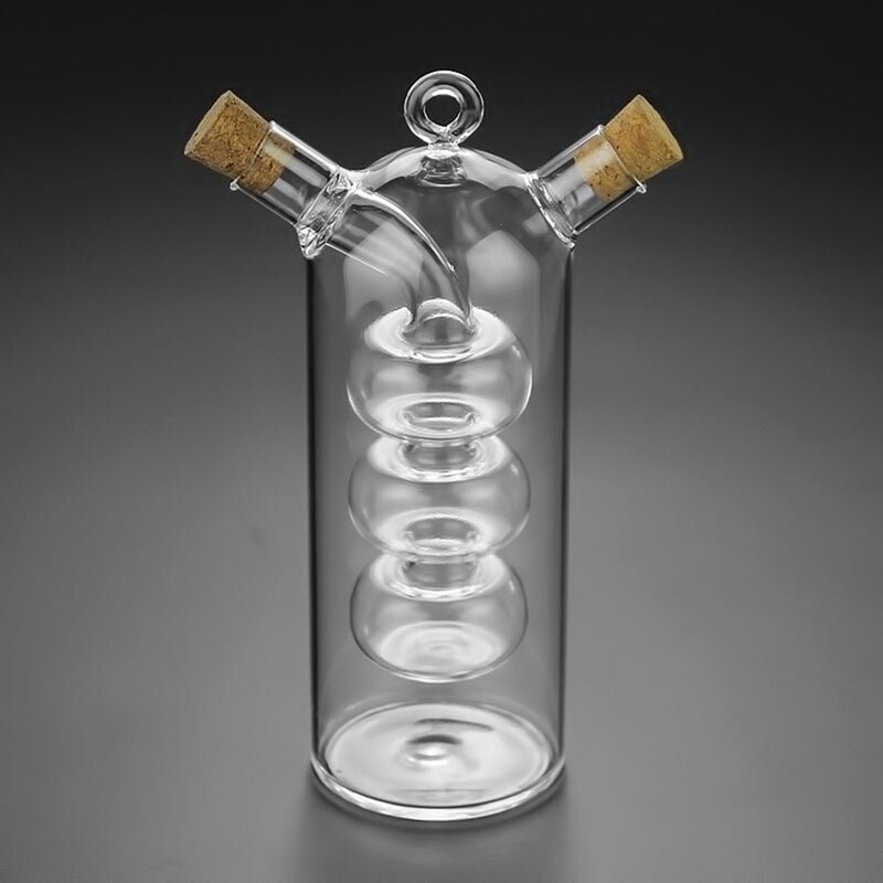 Double Layer Sauce Oil Bottle 2 in 1 Vinegar Glass Bottle Condiment Seasoning Sealed Kitchen Storage Bottles Jars
